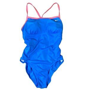 Nike Girls One-Piece Racerback Swimsuit Sky Blue and Pink Sz 14 282i